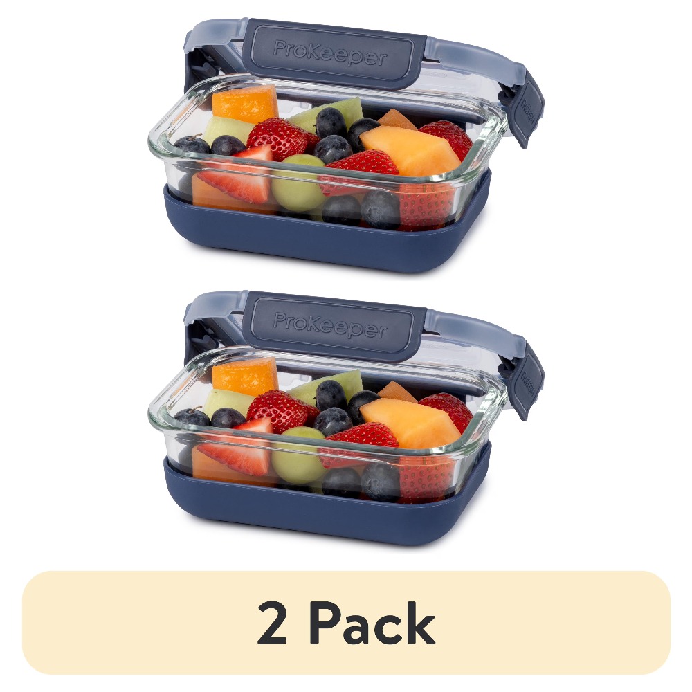 Meal Prep Glass Containers With Lids - Paquete de 2 recipientes de vidrio