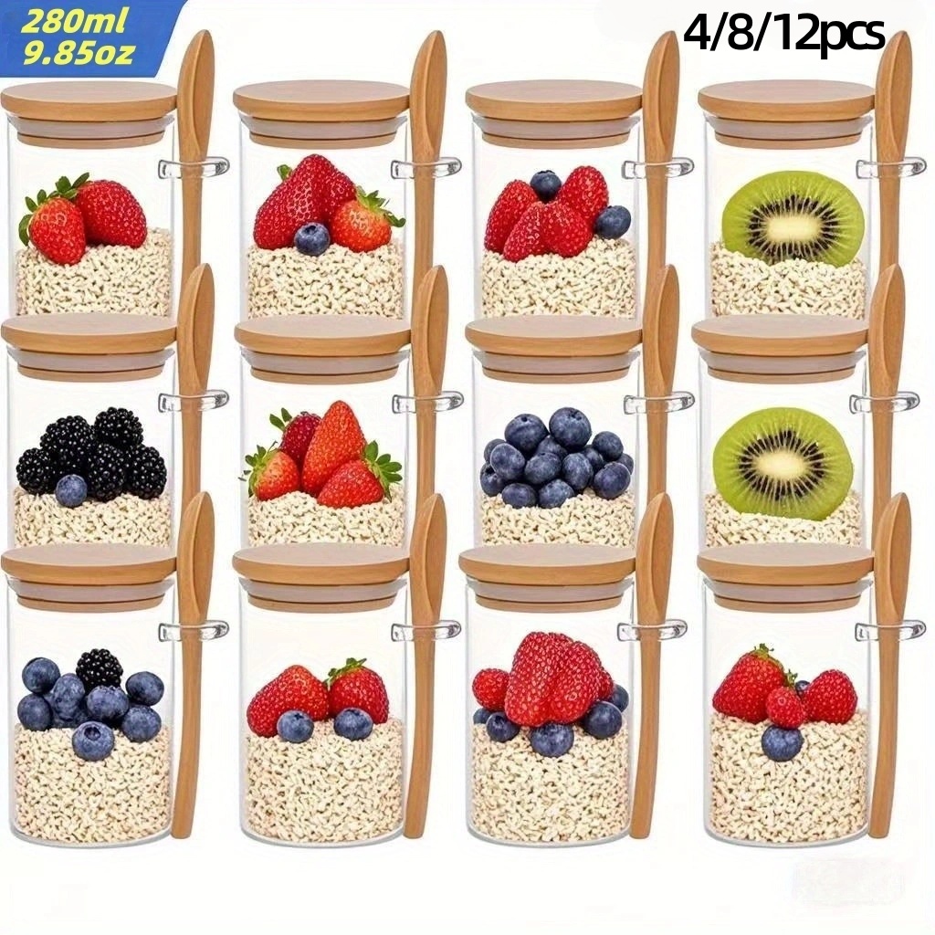 Meal Prep Glass Containers With Lids - 4/8/12 piezas, tazas para desayuno de