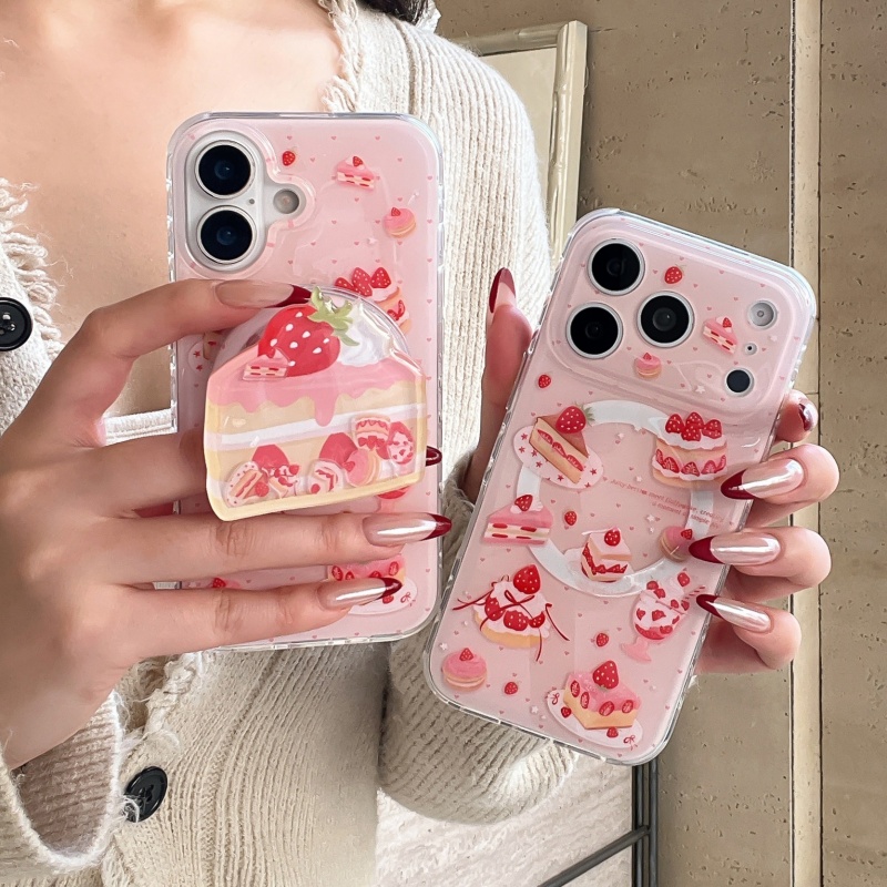 Strawberry Huller - Funda magnética con soporte para iPhone