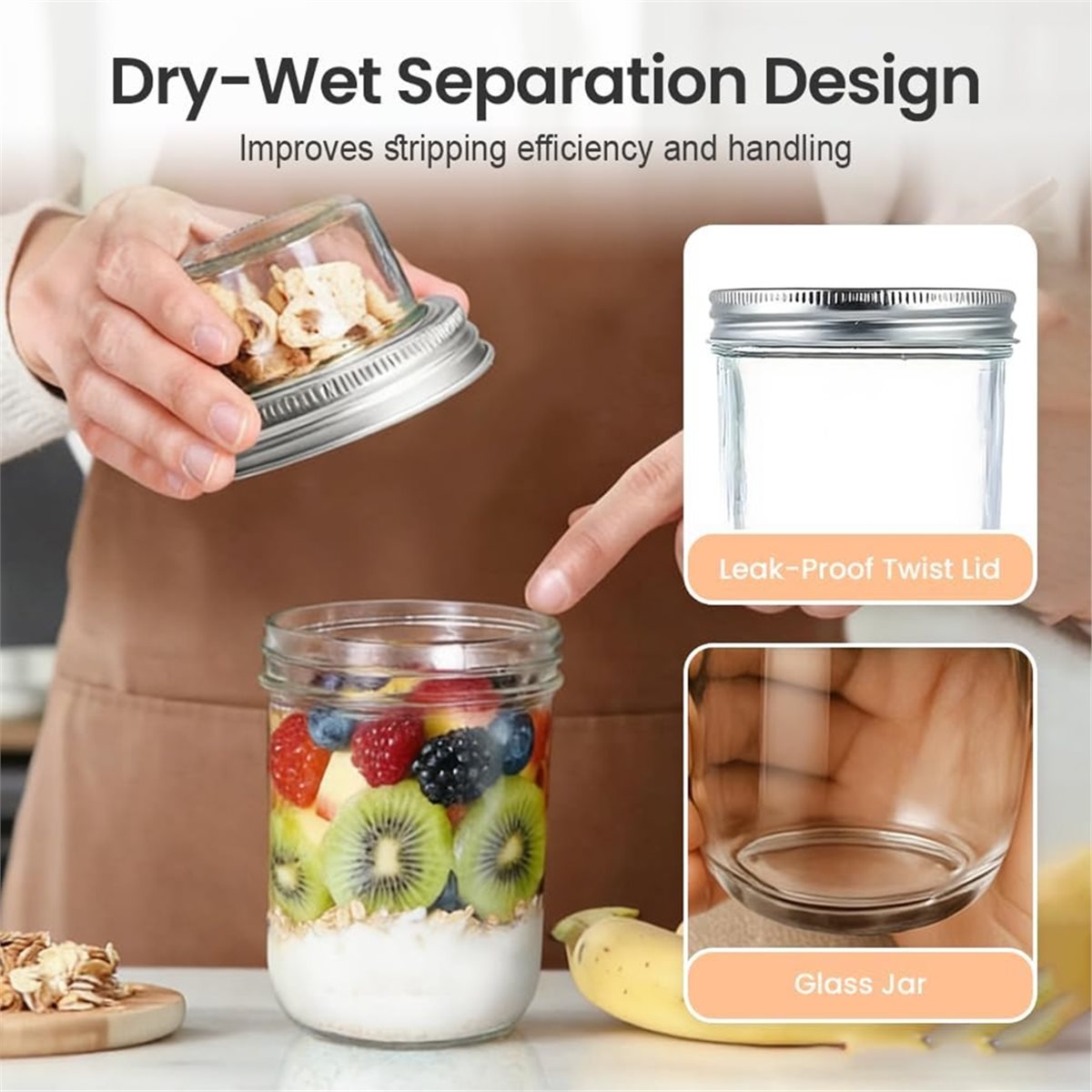 Meal Prep Glass Containers With Lids - Recipientes BAAE para Overnight Oats con