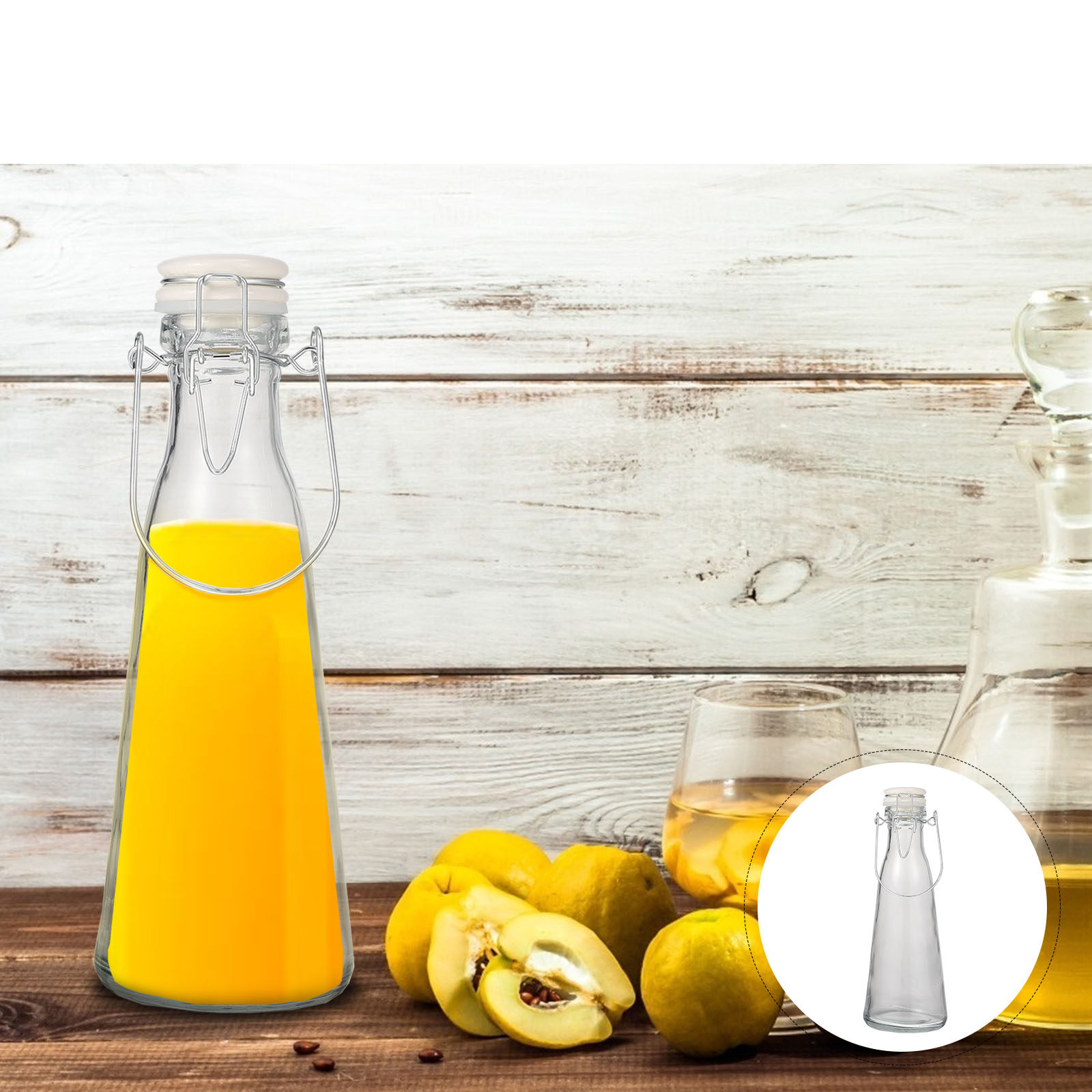 Glass Container Set - Juego de botellas de vidrio transparente