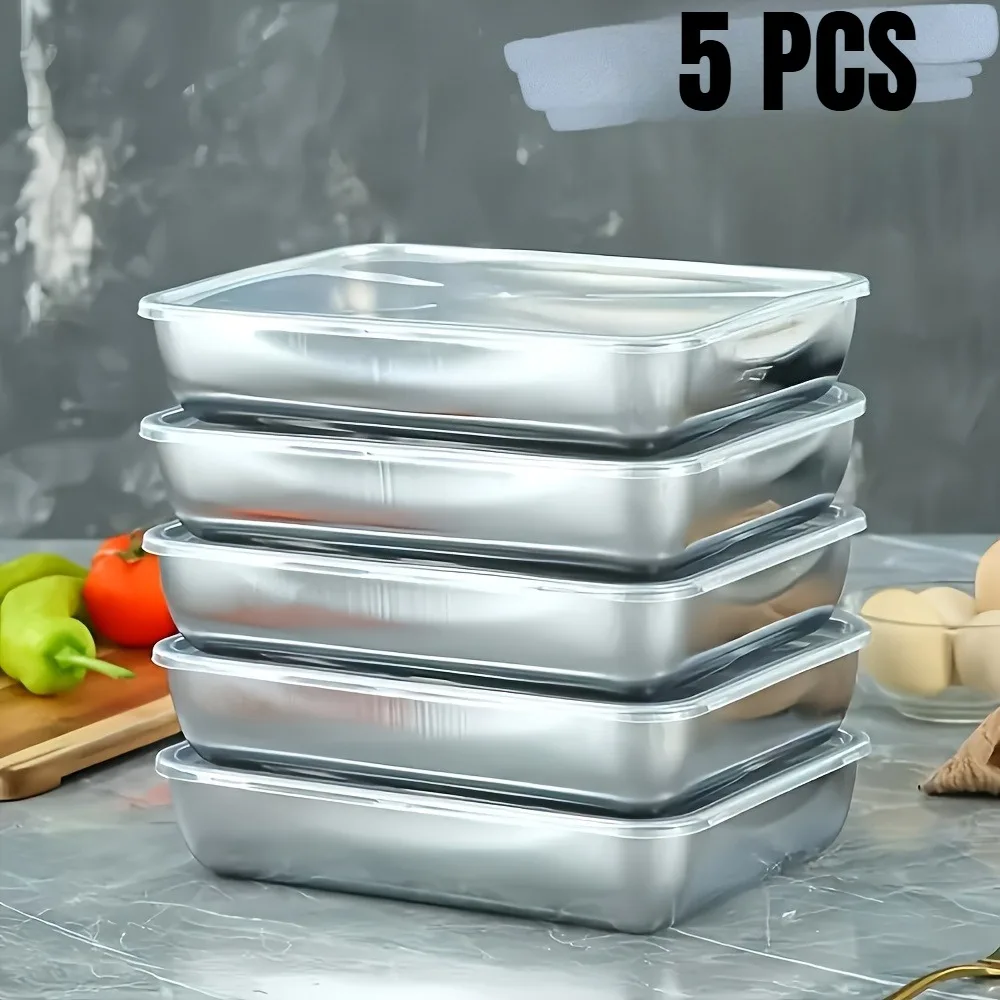 Meal Prep Organizer - Juego de 5 Recipientes de Acero
