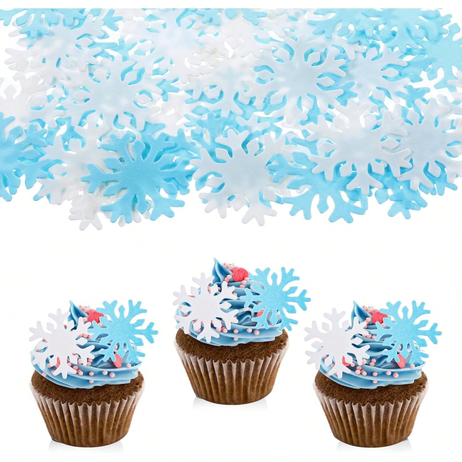 Meal Prep Frozen - 50 adornos para cupcakes azules y