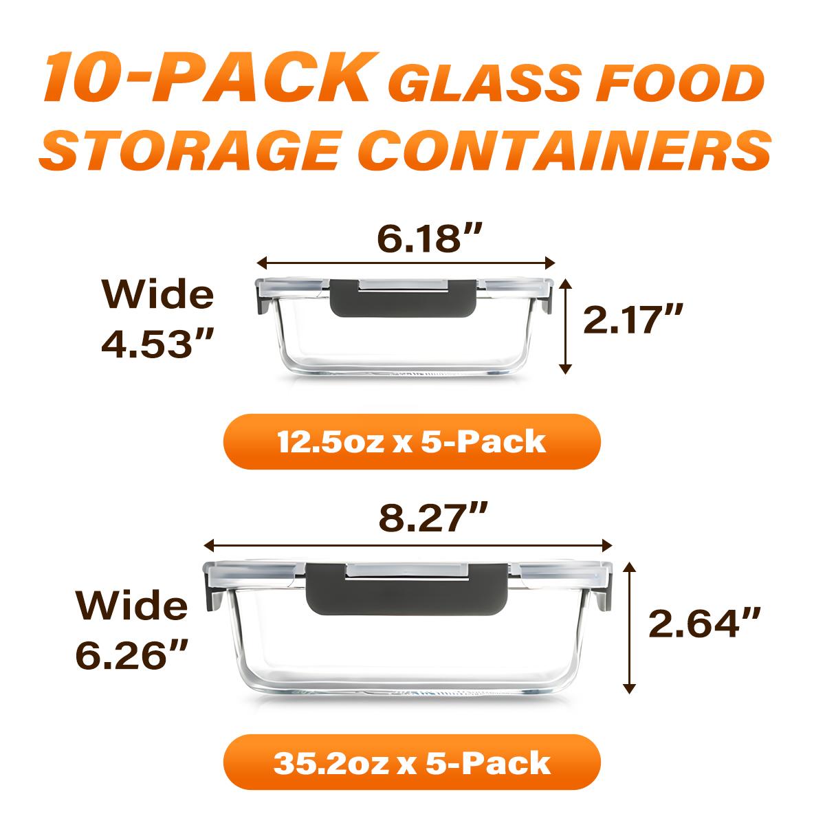 Juego de 10 Recipientes de Vid - Meal Prep Glass Containers With Lids reseña y precio