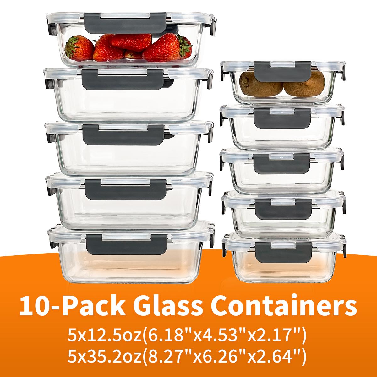 Juego de 10 Recipientes de Vid - Meal Prep Glass Containers With Lids reseña y precio