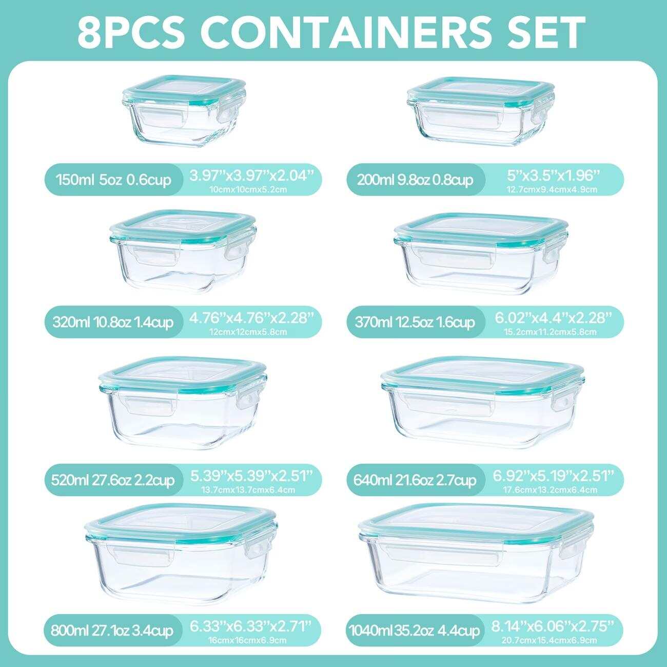 16 recipientes de vidrio sella - Meal Prep Glass Containers With Lids reseña y precio